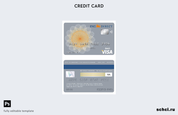 скачать в цифровом формате шаблон карты Visa для ING Direct Bank в Австралии
